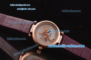 Cartier Le Cirque Animalier de Cartier Swiss Quartz Rose Gold Case with White MOP Dial and Purple Leather Strap