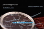 IWC Portuguese Chrono Swiss Valjoux 7750 Automatic Steel Case with Brown Leather Strap and Silver Numeral Markers