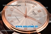 Mido Dorada Miyota Quartz Steel Case with Rose Gold Bezel and White Dial