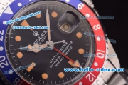 Rolex GMT Master Vintage Swiss ETA 2836 Automatic Full Steel with Blue/Red Bezel and Black Dial