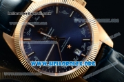 Omega Globemaster Annual Calendar Miyota 9015 Automatic Rose Gold Case with Blue Dial and Blue Leather Strap (AAAF)