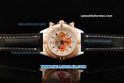Breitling Chronomat B01 Chronograph Miyota Quartz Movement Steel Case with Rose Gold Bezel and Black Leather Strap