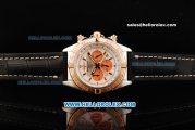 Breitling Chronomat B01 Chronograph Miyota Quartz Movement Steel Case with Rose Gold Bezel and Black Leather Strap