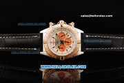 Breitling Chronomat B01 Chronograph Miyota Quartz Movement Steel Case with Rose Gold Bezel and Black Leather Strap