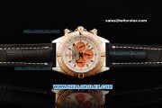 Breitling Chronomat B01 Chronograph Miyota Quartz Movement Steel Case with Rose Gold Bezel and Black Leather Strap