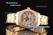 Rolex Day-Date Masterpiece 2813 Automatic Gold Case with White MOP Dial Diamond Bezel and Roman Numeral Markers ETA Coating Rolex Day-Date Masterpiece 2813 Automatic Gold Case with White MOP Dial Diamond Bezel and Roman Numeral Markers ETA Coating