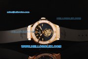 Hublot Big Bang Swiss Tourbillon Manual Winding Movement Rose Gold Case with Black Dial and Diamond Bezel-Black Rubber Strap