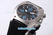 Bell & Ross BR 02 Automatic Movement Sliver Case with Black Dial and Blue Number Marking