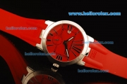 Ulysse Nardin Dual Time Automatic Movement Steel Case with Red Dial and Red Rubber Strap