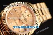 Rolex Datejust Swiss ETA 2671 Automatic Yellow Gold Case with Yellow Gold Dial Stick Markers and Yellow Gold Bracelet (BP)