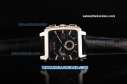 Tag Heuer Monaco LS Chronograph Miyota Quartz Movement Steel Case with Blue Dial and Black Leather Strap