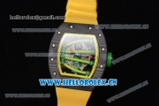 Richard Mille RM 59-01 Miyota 9015 Automatic PVD Case with Skeleton Dial Dot/Arabic Numeral Markers and Yellow Rubber Strap