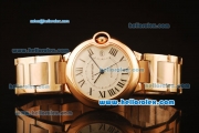 Cartier Ballon Bleu De Automatic Full Rose Gold with White Dial and Roman Markers