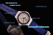 Hublot Big Bang Tutti Frutti Caviar Swiss ETA 2824 Automatic White Ceramic Case with Blue Leather Strap and Diamond/Rose Gold Bezel - 1:1 Original