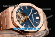 Audemars Piguet Royal Oak Tourbillon Swiss Tourbillon Manual Winding Movement Rose Gold Case Blue Dial With Stick Markers Rose Gold Bracelet