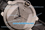 Cartier Ballon Bleu de Cartier Swiss ETA 2892 Automatic Steel Case with Black Leather Strap and Diamond Dial