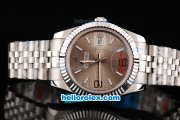 Rolex Datejust II Oyster Perpetual Automatic Movement Silver Case with Khaki Rolex Logo Dial and Stick/Numeral Marker-SSband