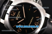 Panerai Luminer GMT PAM586 Clone P.9000 Automatic Steel Case with Black Dial and Yellow Stick/Arabic Numeral Markers - 1:1 Original (ZF)