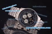 Breitling Navitimer Chronograph Miyota Quartz Movement Steel Case and Bracelet with Black Dial