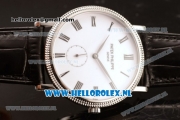 Patek Philippe Calatrava Small Seconds Miyota 9015 Automatic Steel Case with White Dial Roman Numberal Markers and Black Genuine Leather Strap (GF)