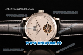 A.Lange&Sohne Saxonia Tourbillon Asia Automatic Steel Case with White Dial Black Leather Strap and Silver Stick Markers