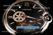 Cartier Ballon Bleu De 42MM Miyota 82S7 Automatic Steel Case with Black Dial Black Leather Strap and Stick Markers
