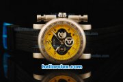 Ferrari Chronograph Quartz Movement Steel Case with Yellow/Black Dial and Black Rubber Strap-7750 Coating Case