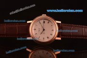 Breguet Classique 2813 Automatic Rose Gold Case with White Dial and Brown Leather Strap-ETA Coating