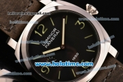 Panerai OP 6576 Luminor 1950 Asia 6497 Manual Winding Steel Case with Black Leather Strap Stick/Numeral Markers and Black Dial