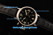 U-BOAT Italo Fontana Automatic Movement Silver Case with Black Dial and White Numeral Marking-Black Leather Strap