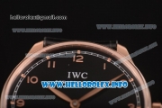 IWC Portuguese Asia 6497 Manual Winding Rose Gold Case with Black Dial and Arbaic Numeral Markers