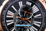 Roger Dubuis Excalibur Chronograph Quartz Movement Rose Gold Case with Black Dial-White Markers and Black Rubber Strap