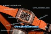 Richard Mille Limited Edition USA Chrono Swiss Valjoux 7750 Automatic Brown PVD Case with Skeleton Dial Numeral Markers and Orange Rubber Bracelet