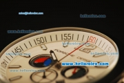 Porsche Design Chronograph Quartz Steel Case with PVD Bezel and White Dial-Black Rubber Strap