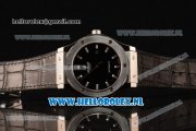 Hublot Classic Fusion 9015 Auto Steel Case with Black Leather Strap and Black Dial