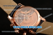 Omega De Ville Co-axial Chronograph Clone Omega 9300 Automatic Rose Gold Case with Blue Dial and Blue Leather Strap (EF)