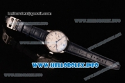 IWC Portuguese Power Reserve Clone IWC 52010 Automatic Steel Case with White Dial Arabic Number Markers and Blue Leather Strap - 1:1 Original (ZF)