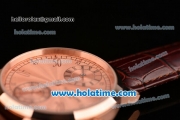 Patek Philippe Grand Complitcations Asia 6497 Manual Winding Rose Gold Case with Brown Leather Strap and Rose Gold Dial