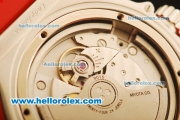 Hublot Big Bang Miyota Automatic Rose Gold Case with White Dial and Red Rubber Strap-Lady Size