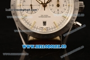 Omega Speedmaster'57 Co-Axial Chronograph Clone Omega 9300 Automatic Steel Case with White Dial Stick Markers and Brown Leather Strap (EF)