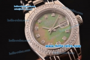 Rolex Datejust Lady Pearlmaster 2813 Automatic Steel Case with Grey Dial and Stainless Steel Strap ETA Coating