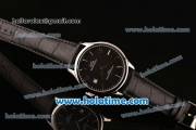 Vacheron Constantin Historiques Chronometre Royal 1907 Miyota Quartz Steel Case with Black Leather Strap Silver Markers and Black Dial