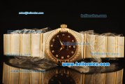 Omega Constellation Swiss Quartz Steel Case with Diamond Bezel/Markers and Black Dial-Two Tone Strap