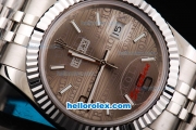 Rolex Datejust II Oyster Perpetual Automatic Movement Silver Case with Khaki Rolex Logo Dial and Stick/Numeral Marker-SSband