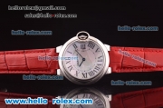 Cartier Ballon bleu de Swiss Quartz Steel Case with White MOP Dial and Red Leather Strap