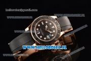 1:1 Rolex Yachtmaster 40 3135 Automatic Rose Gold Case with Black Dial Dots Markers and Black Rubber Strap (EF)