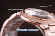 Cartier Ballon Bleu De Miyota Quartz Movement Rose Gold Case and Strap with Diamond Bezel/Markers