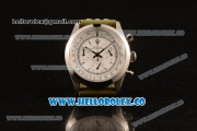 Rolex Explorer Chronograph Miyota OS20 Quartz Steel Case with White Dial and Green Leather Strap