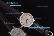 IWC Portuguese 2813 Automatic Steel Case with Blue Numeral Markers White Dial and Black Leather Strap