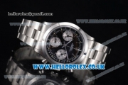 Rolex Pre-Daytona Chronograph Miyota OS20 Quartz Stainless Steel Case/Bracelet with Black Dial Stick Markers and White Subdial